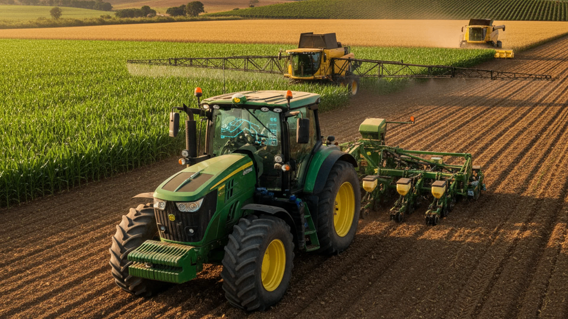 Trator agrícola operando em fazenda